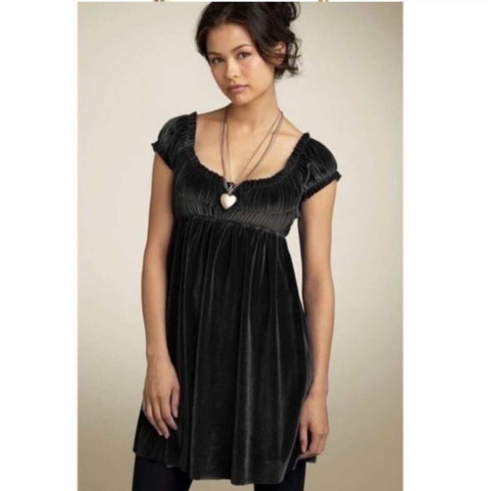 Free People Black Velvet Tie-Back Smock Dress!